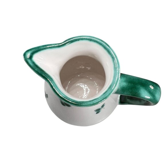 Vtg Gmundner Keramik Alpine Flowers Creamer Pitcher with Lid Hand Painted Green - Picture 7 of 15